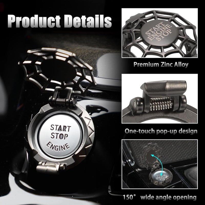 TOMALL Car Push Start Button Cover Universal for Car Motorcycle Press Engine Start Stop Button Cap Trim Anti-Scratch Engine Ignition Ring Protective Cover Universal for Car Accessories (Black) - Image 4